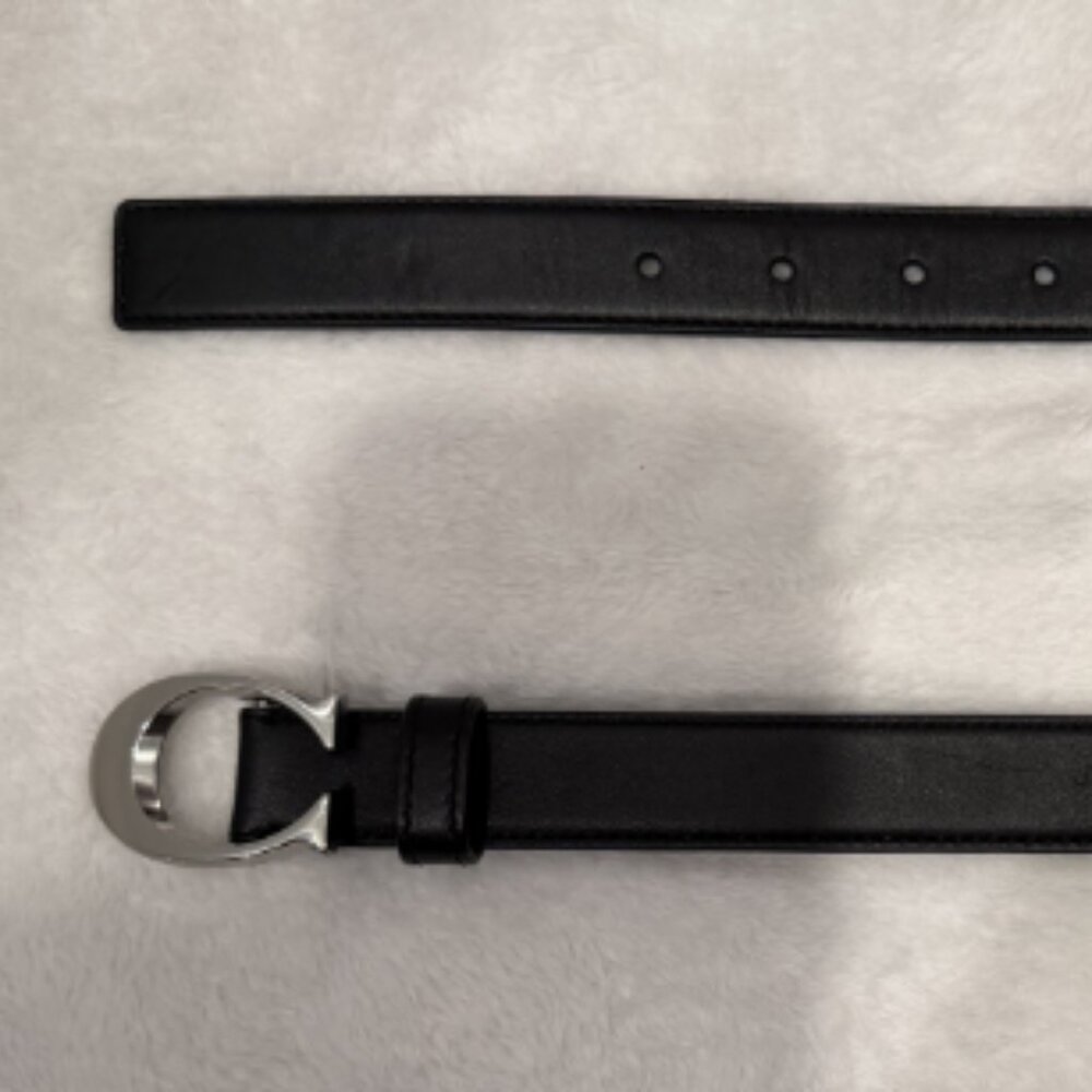 Coach Leather Belt Black Brown Silver Buckle